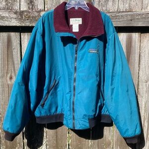L.L. Bean Vintage 90s Retro Warm Up Jacket Teal Maroon Fleece Liner Men’s Medium